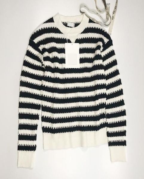 

2021 milan style spring summer brand same style sweater white striped pullover print regular long sleeve women clothes xue2668531, White;black