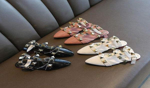 

children slipper kids shoes slippers girls footwear summer fashion rivet leather princess sandals children039s wear highheeled7888526, Black;grey