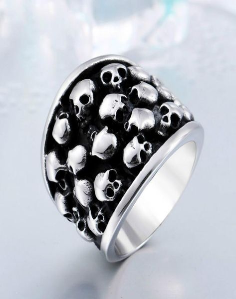 

rock roll punk unique heavy gothic black silver color horror skulls stainless steel mens ring us size1556073