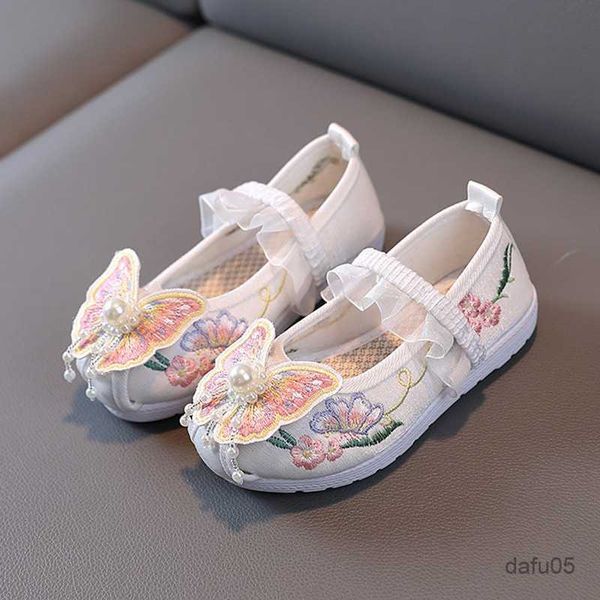 

sneakers 2023 girl's stitchwork casual shoes children baby kids chinese style handmade performance rubber sole mules r230810, Black;red