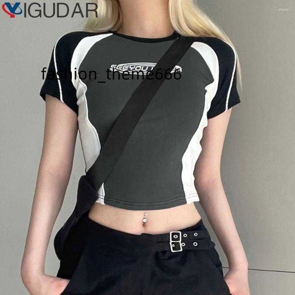 

women's tanks aesthetic y2k crop woman graphic goth tshirt cropped clothes for women ropa para mujer korean fashion female body, White
