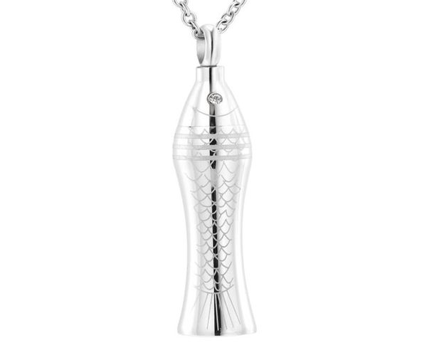 

cylinder fish stainless steel cremation pendant necklace funeral casket ashes keepsake urn necklace2840767, Silver