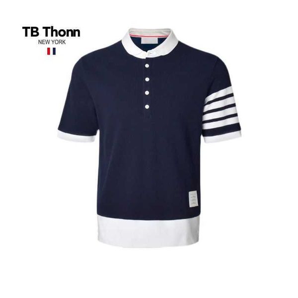 

trendy brand short sleeved polo shirt casual men and women's couple outfit fashion versatile summer tb thonn half t-shirt, Black;brown