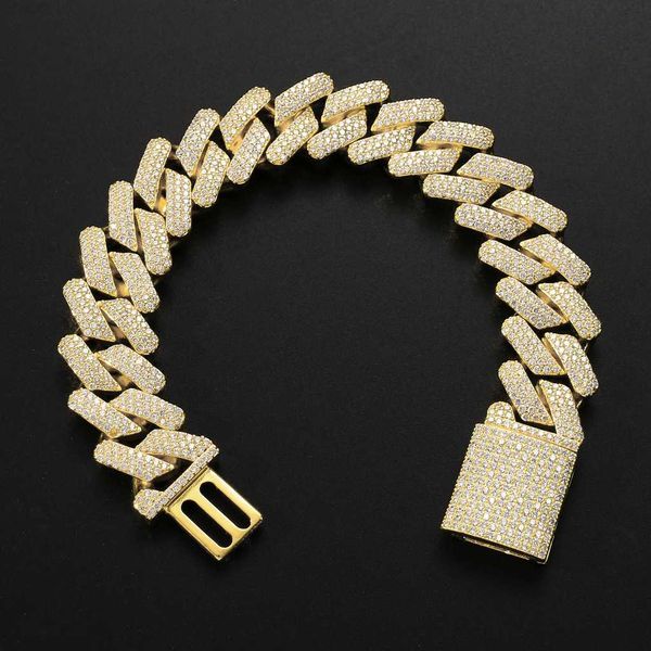 

luxury high-end personalized fashion 18mm bracelet yellow gold plated chain hip-hop bracelets for men or women, Silver