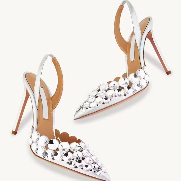 

aquazzura rhinestone sandals designer platform heels womens shoes crossed design closed toe back strap dress shoe 11.5cm high heeled quality, Black