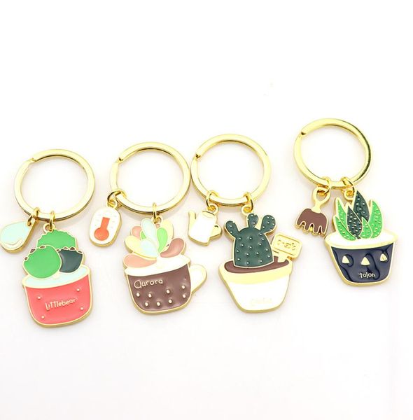 

cute cactus key ring creative exquisite plant meat keychain metal cartoon pendant3568193, Slivery;golden