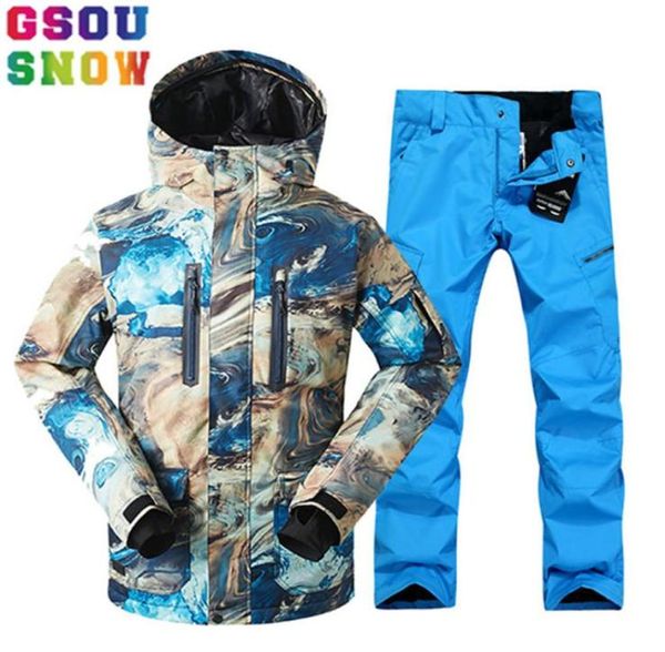 

gsou snow brand ski suit men ski jacket pants snowboard sets waterproof mountain skiing suit winter male outdoor sport clothingt197028689