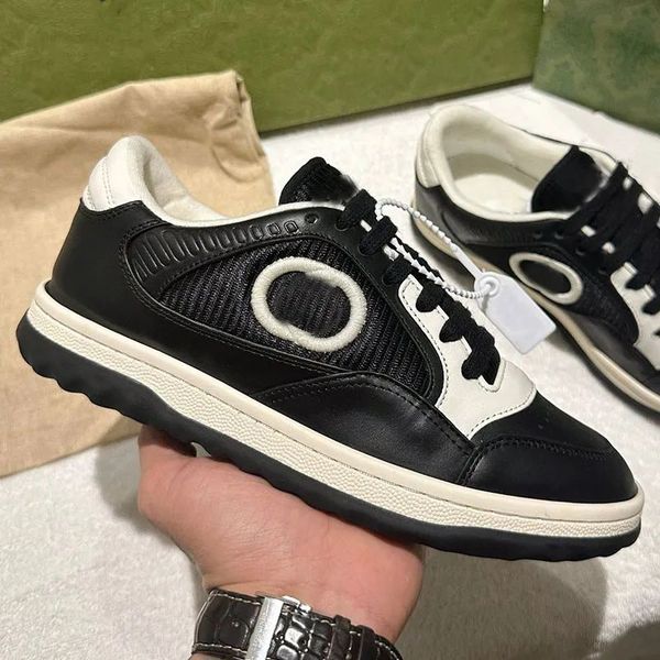 

luxury designer brand women shoes mac80 sneaker leather vintage g embroidered pair casual sneaker b22 small white shoes, Black