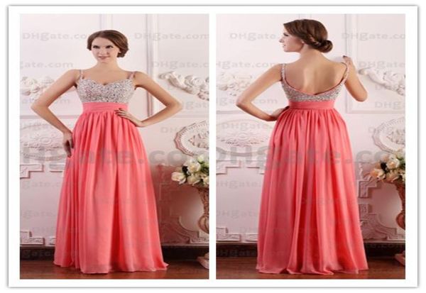 

elegant real image evening dresses beading ruched aline spaghetti straps floor length chiffon evening dresses6022019, Black;red