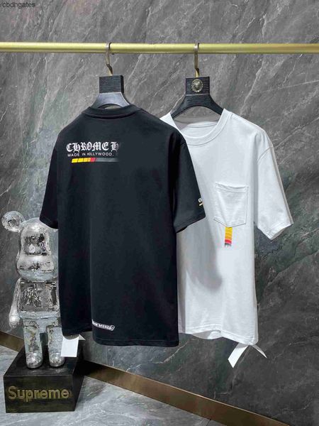 

summer t shirt heartz mens shirts fashion 2023 chromez ch designer letter gradual color power short sleeve t-shirt men's women's c, White;black