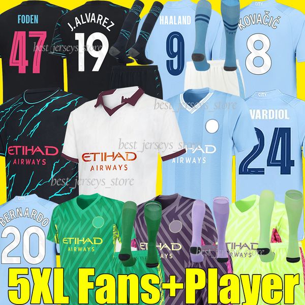 

5xl haaland kovacic soccer jerseys 23/24 de bruyne phillips mans cities grealish bernardo foden 2023 gvardiol version football shirts alvare, Black;yellow