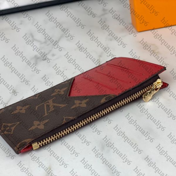 

ll10a mirror quality credit card bag wallet designer short leather bag men's and women's coin key wallet, Red;black