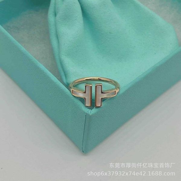 

eller tiffay s925 sterling silver high edition double t ring with diamond fritillaria open fashion and simplicity
