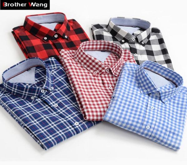 

plus size men shirts 10xl 9xl 8xl 7xl 6xl 5xl summer new classic style 100 cotton plaid shortsleeved shirt male brand clothes8034135, White;black