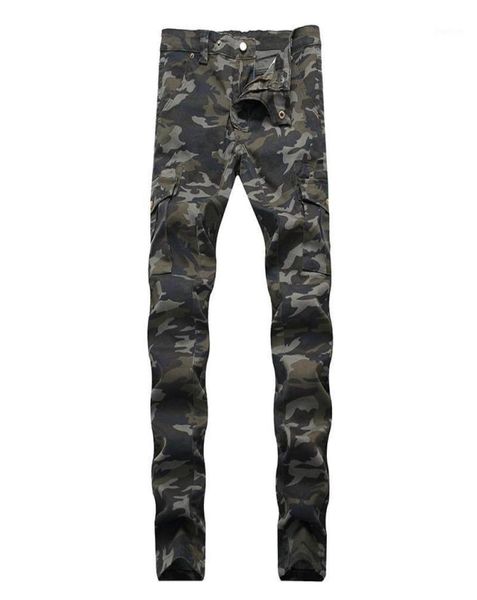 

men039s jeans men european and american folds slimfit trendy multipocket pants army green long7992697, Blue