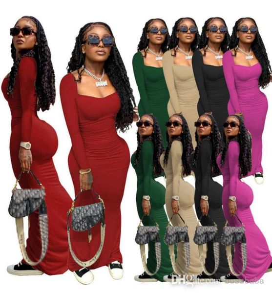 

designers fall maxi sweater dresses for women uneck knit long sleeve bodycon black white club skirt elastic waist pleated dr9554309, Black;gray