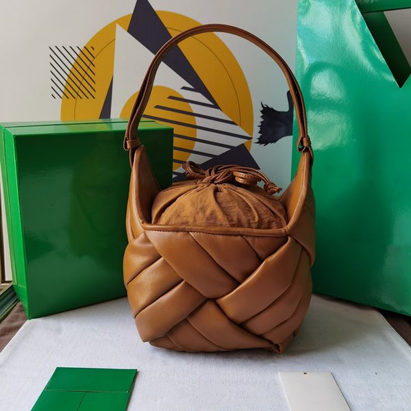 

women leather ball tote bag lambskin designer handbag nylon inside canvas 2023 new lady shoulder bag brown color