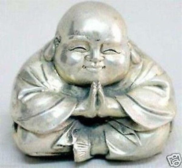 

chinese tibet silver carved happy buddha figurine jewelry gift christmas211h6712484, Black;white