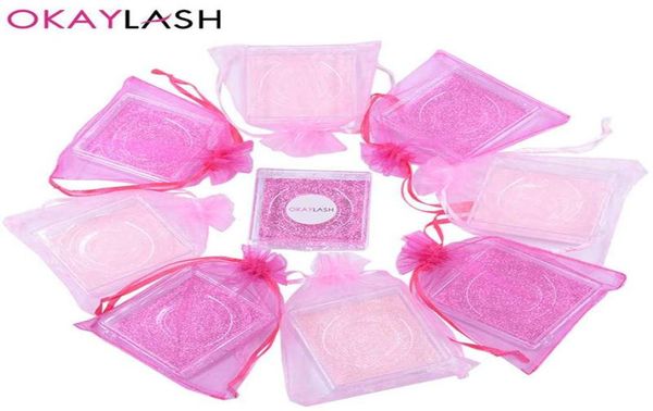 

okaylash whole 2020 beautiful unique style empty pink clear eyelash packaging case with silk organza drawstring bag295m2371340