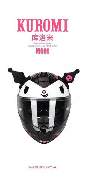 

full face dual visor happy kurumi motorcycle helmet anti-fog visor man riding car motocross racing motorbike helmet-not-original-helmet