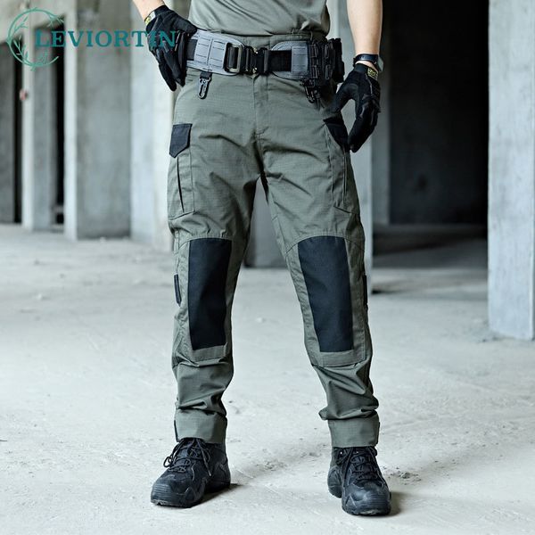 

mens pants men military tactical cargo army green combat trousers multi pockets gray uniform paintball airsoft autumn work clothing 230809, Black