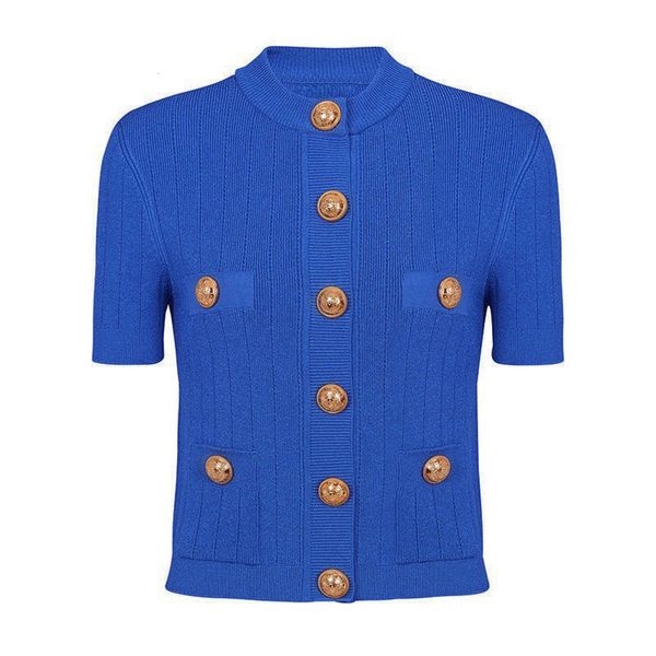 

women's knits tees sml three colors fashion solid elastic knitted fabric pocket button decoration short sleeve casual cardigan 230809, White