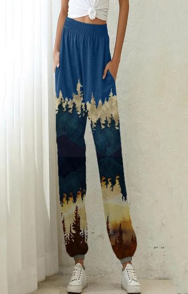

fashion sweatpants women039s mountain treeprinted loose pocket sports jogging running high waist athletic pants trousers359631317, Black;white