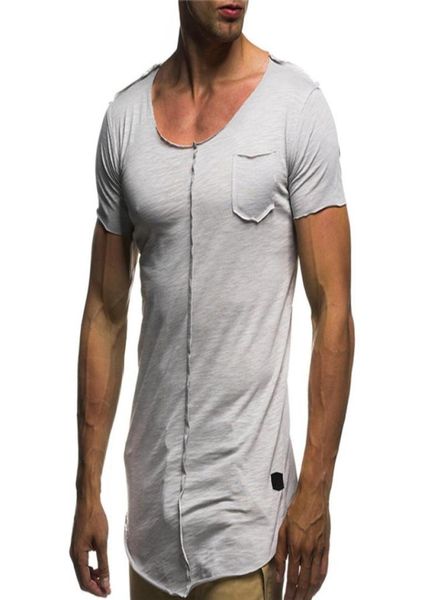 

summer long t shirt men short sleeve fitness tshirt fashion solid slim fit o neck tshirt men039s hip hop streetwear1469346, White;black