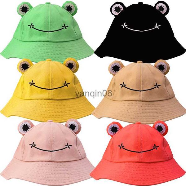 

wide brim hats bucket hats cartoon frog bucket hat panama fishing hat cartoon cute hats for women men bob chapeau outdoor sun fisherman caps, Blue;gray