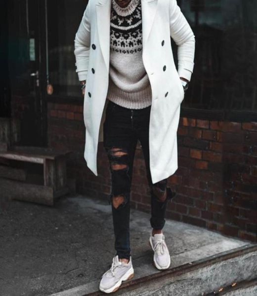 

white winter trench men coats casual slim double breasted mens jacket warm long oversize overcoat england style coat jackets294k988886514, Black