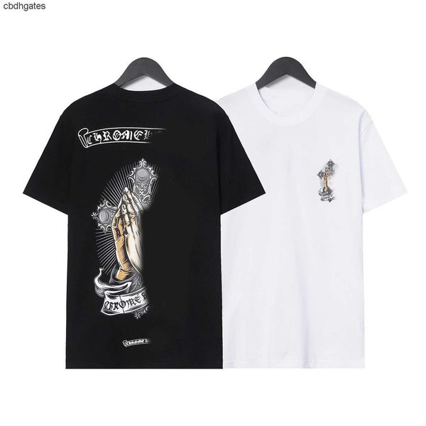 

2023ch shirts t shirt brand mens heartz fashion fashion chromez designer ch hand strap cross sanskrit letter casual short sleeve men's, White;black