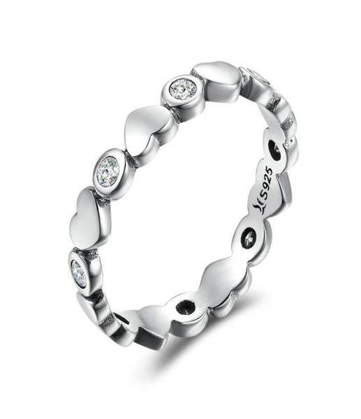 

genuine 925 sterling silver stackable ring love heart forever finger rings for women wedding engagement jewelry scr16427505332938692