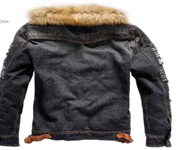 

fashionmens washed winter jean jackets autumn thick fur designer coats long sleeved single breasted jacket278d1910980, Black;brown