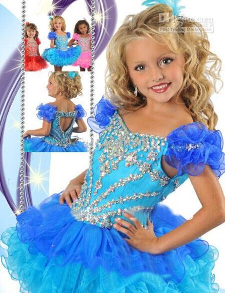 

blue organza above knee mini ball gown girls pageant dresses vneck full beading crystals short flower girl039s dresses birthda4915252, White;red