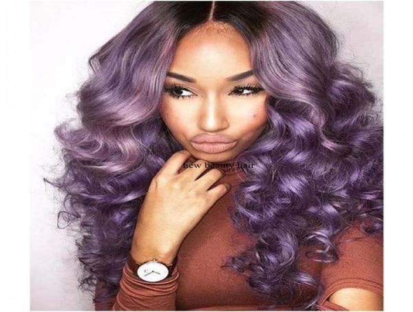 

high temperature fiber loose wave lace front wig middle part natural long wavy ombre purple synthetic wig for black women7370717