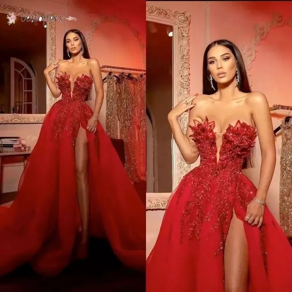 

red arabic aso ebi lace stylish luxurious prom dresses beaded evening formal party second reception gowns dress, Black