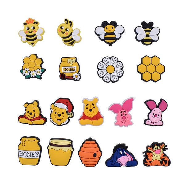 

anime charms wholesale childhood memories bee funny gift cartoon charms shoe accessories pvc decoration buckle soft rubber clog charms, Blue