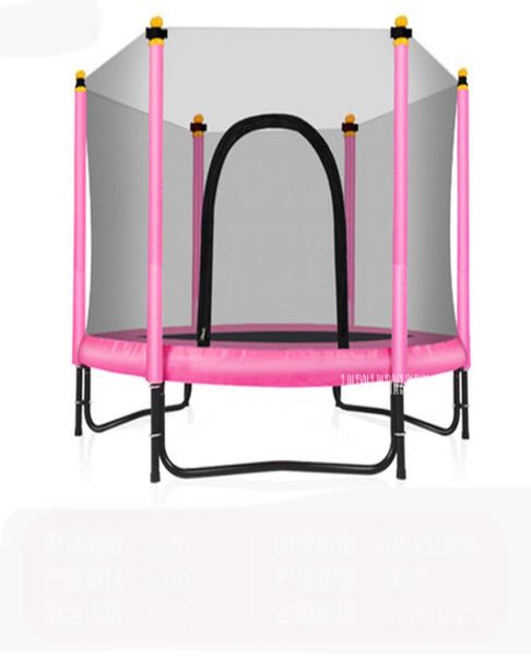 

60 inch round kids mini trampoline enclosure net pad rebounder outdoor exercise home toys jumping bed max load 250kg ppalloy5493072