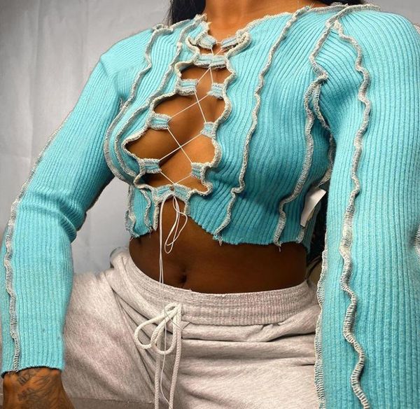

women strap fold split fork breast tshirt wrapping long sleeve blouse fashion casual shirts solid color 2023196491, White