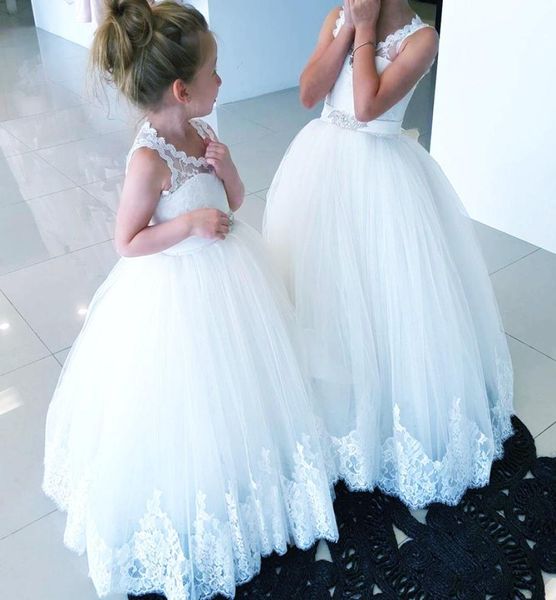 

cute ball gown flower girls dresses scoop lace tulle floor length toddler infant children birthday holiday christmas wedding party6433693, White;blue