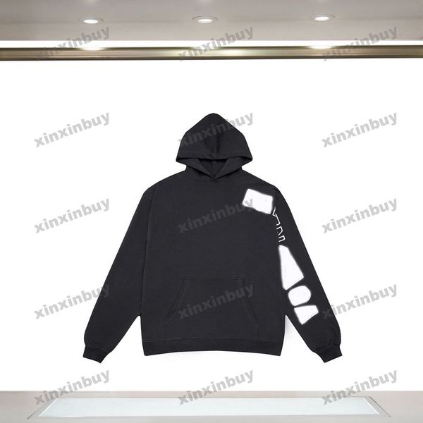 

xinxinbuy men women designer sweatshirt hoodie paris letter embroidery sweater gray blue black white s-3xl, Black;brown