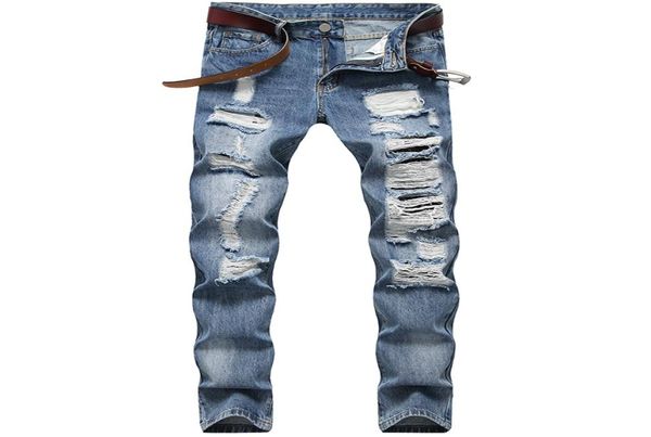 

men039s jeans european and american style ripped men hole straight slim pants trendy large size 5 styles denim7779448, Blue
