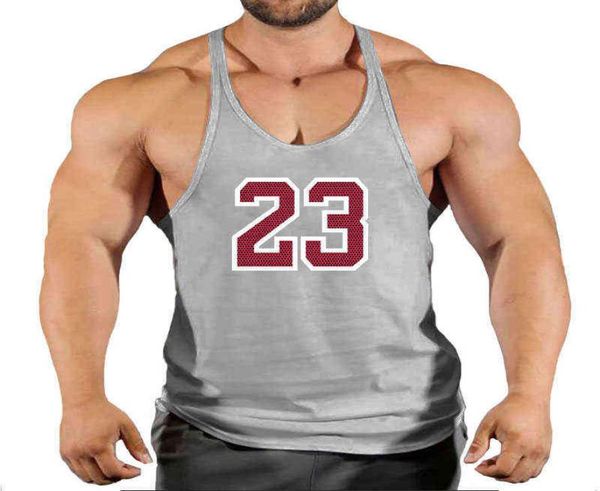 

new brand 23 gym tank men fitness clothing mens bodybuilding tank summer gym clothing for male sleeveless vest shirts3336751, White;black