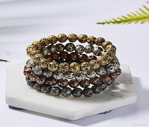 

new high grade natural lava stone beads bracelet new fashion lava rock chakela bangles energy yoga beaded bracelet6201795, Black