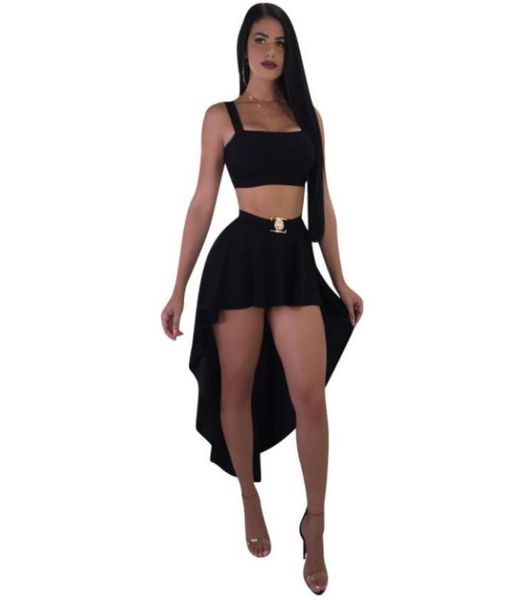 

women spaghetti straps asymmetrical skater dress two piece set strapless crop maxi skirt club suit outfit two piece maxi 1670104, White