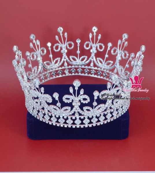 

large full crowns tiaras gorgeous king crown princess prince bridal weddind pageant queen headwear rhinestone fashion jewel3802386, White;golden