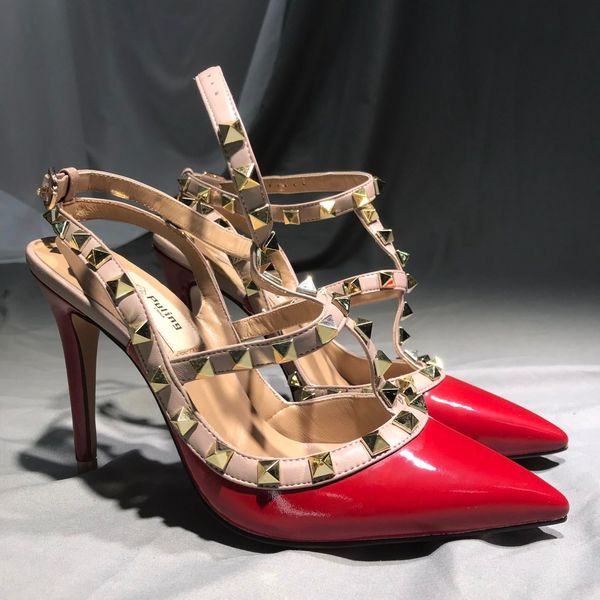 

dress shoes red patent leather sandals heels 230809, Black