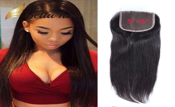 

55 66 closure straight lace virgin human hair brazilian peruvian indian malaysian bellahair5104724, Black;brown