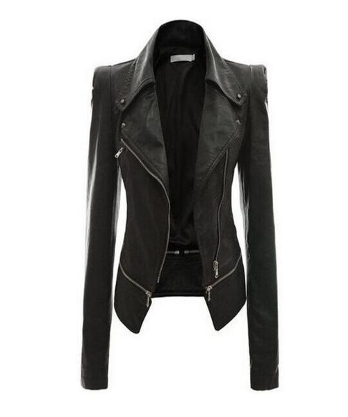 

women autumn jacket pu faux leather turndown collar feminina womens bomber jackets streetwear plus size denim coats4366473, Black;brown