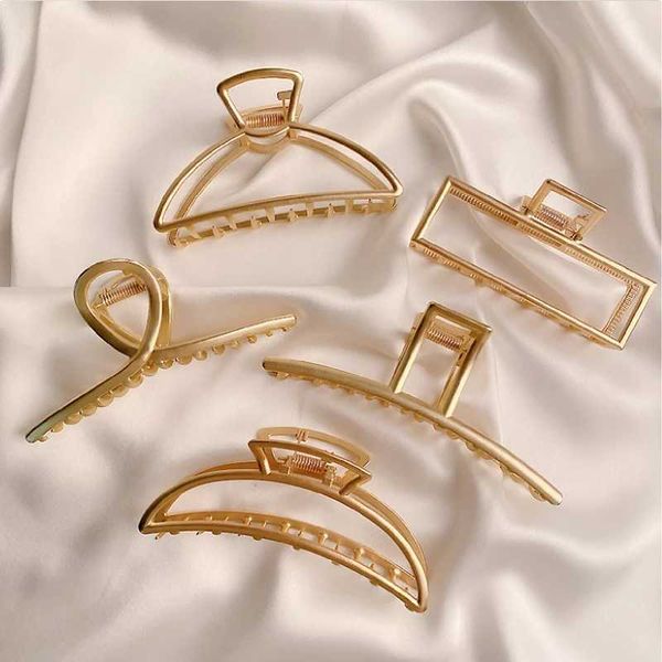 

fashion gold color hollow geometric hair clips metal hair claw cross hairclip headband hairpin hair crab women hair accessories, Slivery;white